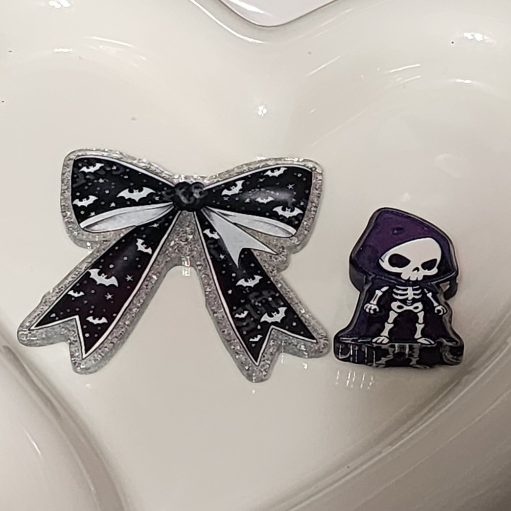 Halloween Bow Grim Reaper Flatback Focal Bead Beaded Pen Badge Keychain Bats